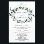 Élégant Dusty Blue Floral Rustic Wedding Programme<br><div class="desc">Les motifs présentent des éléments floraux d'aquarelle élégants dans des tons bleu poussiéreux, acier, brume et plus sur une couronne de verdure peinte. NOTES : En raison du nombre variable de membres de mariage/d'informations que les épouses auront, vous aurez plus que probablement à utiliser le bouton de personnaliser bleu situé...</div>