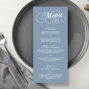 Elégant Dusty Blue Mariage Menu Modèles