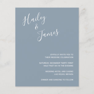 Elégant Dusty Blue Moderne Budget Mariage Inviter