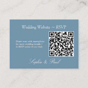 Elegant Dusty Blue QR Code Site Web Carte RSVP