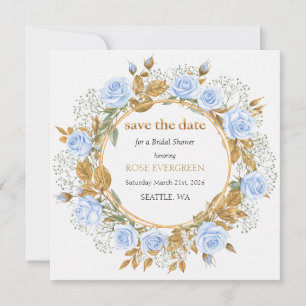 Elégant Dusty Blue Roses Enregistrer la date