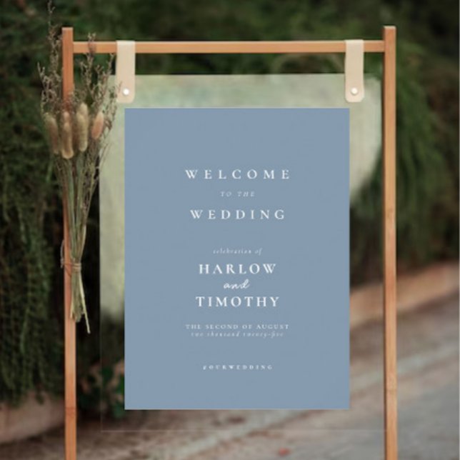 Elégant Dusty Blue Welcome Mariage signe Poster (Elegant Dusty Blue Welcome Wedding sign Poster)