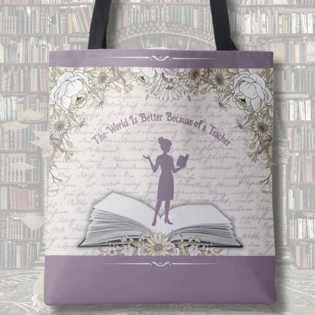 Elegant Dusty Plum Inspirational Teacher Tote Bag (Give a gift that reflects the incredible impact they have on the world every single day!)