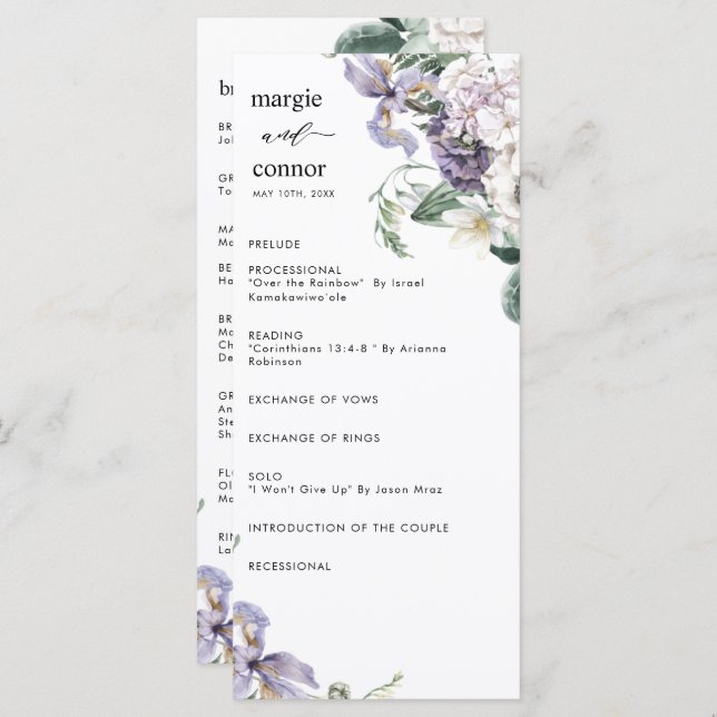 Élégant Dusty Purple Floral Wedding Programme (Devant / Derrière)