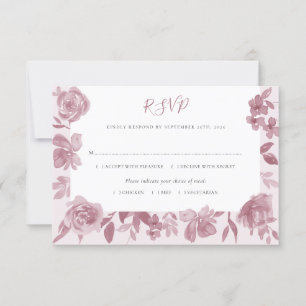 Elégant Dusty Rose aquarelle mariage floral RSVP