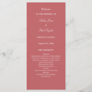 Elégant Dusty Rose Pink Wedding Programme