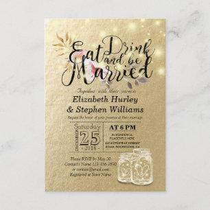 Elegant EAT Boire & Etre Marié Mariage Invitations
