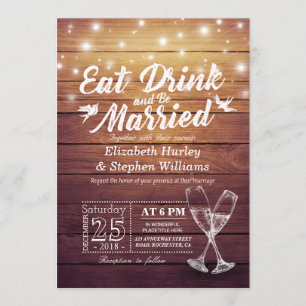 Elegant EAT Boire & Etre Marié Mariage Invitations
