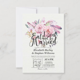 Elegant EAT Boire & Etre Marié Mariage Invitations