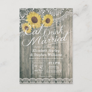 Elegant EAT Boire & Etre Marié Mariage Invitations