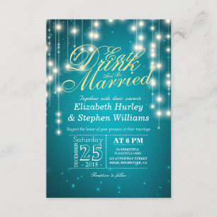 Elegant EAT Boire & Etre Marié Mariage Invitations