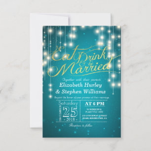 Elegant EAT Boire & Etre Marié Mariage Invitations