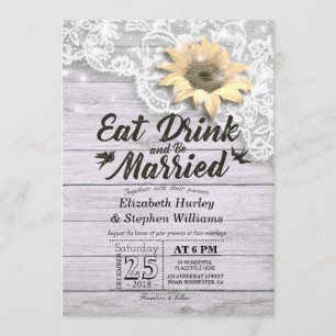 Elegant EAT Boire & Etre Marié Mariage Invitations
