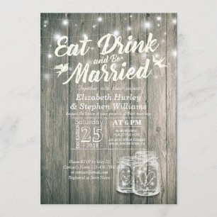 Elegant EAT Boire & Etre Marié Mariage Invitations