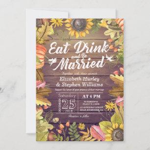 Elegant EAT Boire & Etre Marié Mariage Invitations