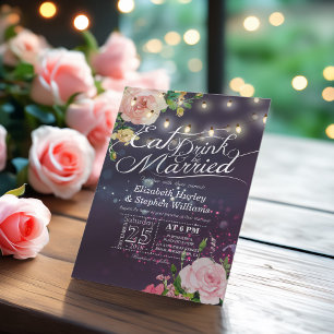 Elegant EAT Boire & Etre Marié Mariage Invitations