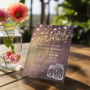 Elegant EAT Boire & Etre Marié Mariage Invitations