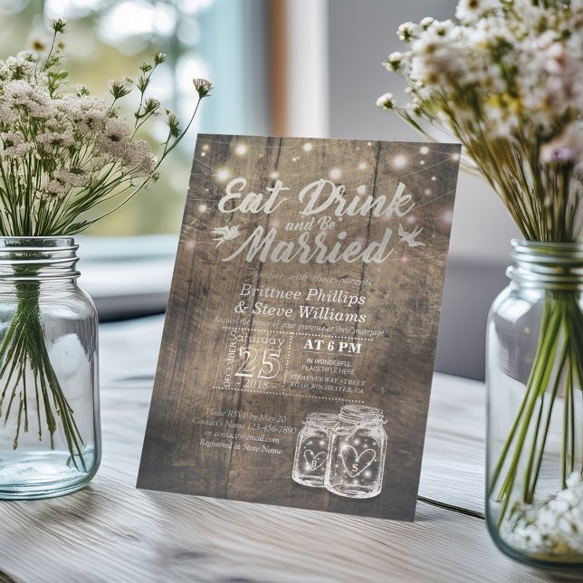 Elegant EAT Boire & Etre Marié Mariage Invitations (Créateur téléchargé)