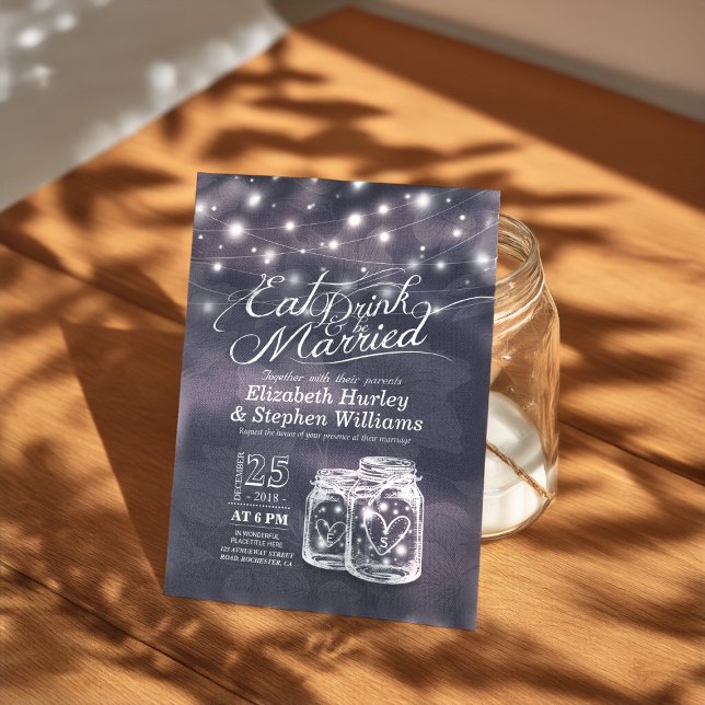 Elegant EAT Boire & Etre Marié Mariage Invitations (Créateur téléchargé)