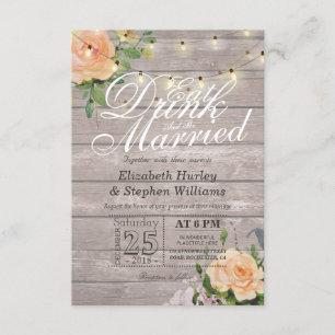 Elegant EAT Boire & Etre Marié Mariage Invitations