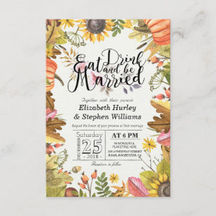 Elegant EAT Boire & Etre Marié Mariage Invitations