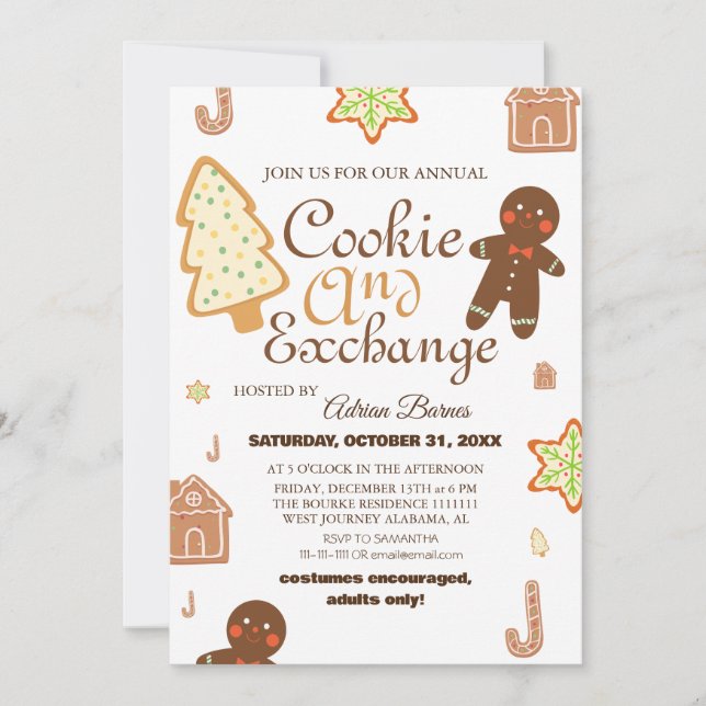 Élégant échange de biscuits de Noël sur invitation (Devant)