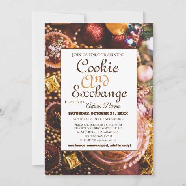 Élégant échange de biscuits de Noël sur invitation (Devant)