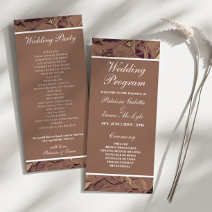 Élégant écrasé Brown papier Mariage plat programme