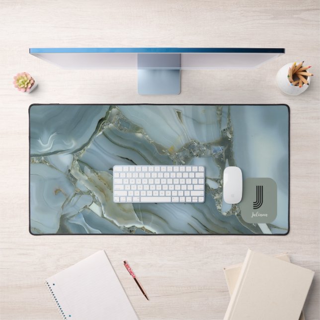 Elégant effet Marbre Turquoise Personnaliser (Bureau 1)