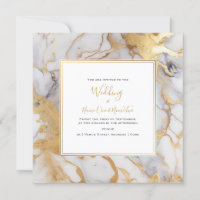 Elégant, effet or marbré, faire-part de mariage