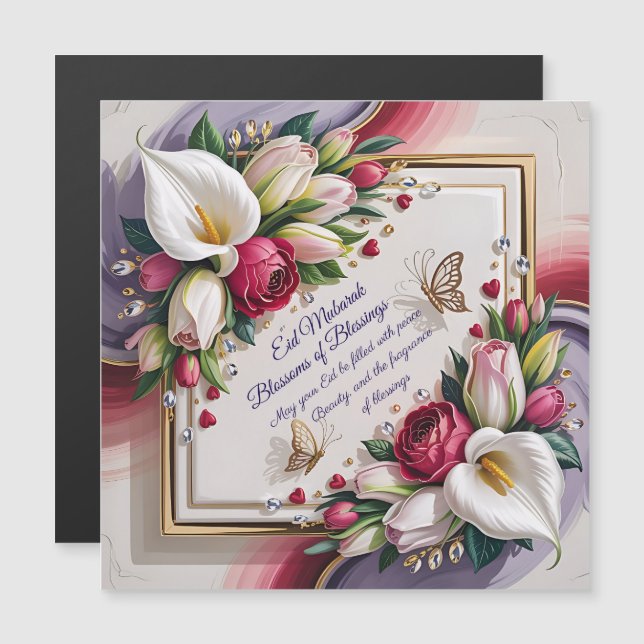 Elegant Eid Al Adha Greeting Card with White Calla (Devant / Derrière)