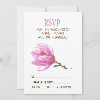 Élégant, ÉLÉGANT MARIAGE CARTE RSVP Fleur rose