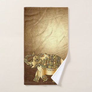 Élégant éléphant paisley or en faux cuir