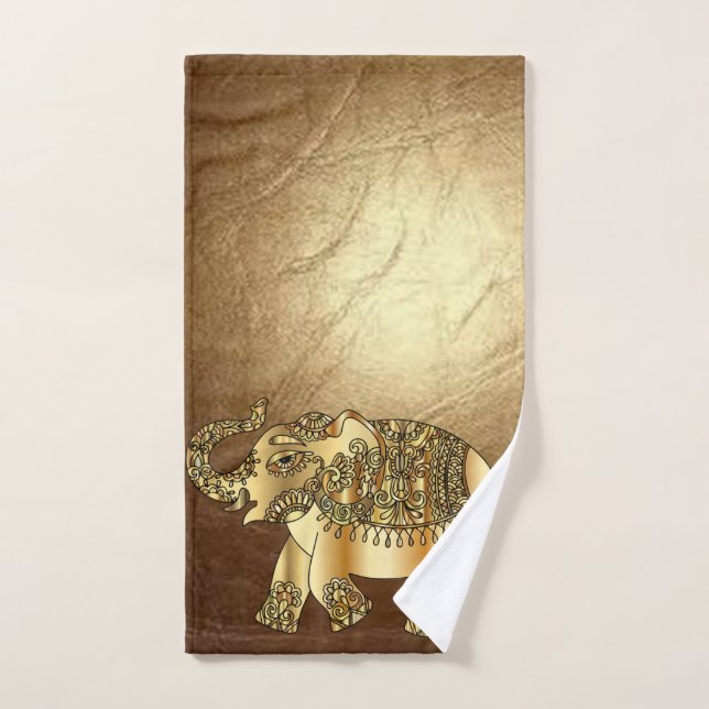 Élégant éléphant paisley or en faux cuir (Serviette à main)