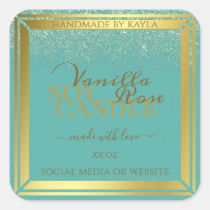 Élégant emballage de produits Turquoises Étiquette