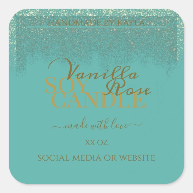 Élégant emballage de produits Turquoises Étiquette (Devant)