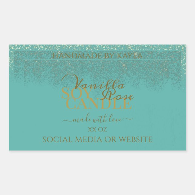 Élégant emballage de produits Turquoises Étiquette (Devant)