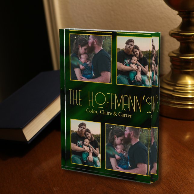 Elégant Emerald Green Gold Frames 4 Bloc photo (Créateur téléchargé)