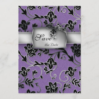 Élégant Enregistrer la carte Date Argent Floral Pu