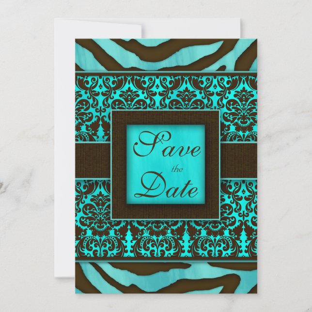 Élégant Enregistrer la carte Date Zebra Damask BB (Devant)