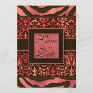 Élégant Enregistrer la carte Date Zebra Damask Cor