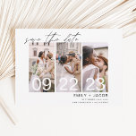 Élégant Enregistrer la date 3 Invitations photo<br><div class="desc">Budget Paysage moderne et élégant Horizontal Trois (3) Photo Enregistrer la date Mariage avec typographie manuscrite. L'aimant d'invitation de date inclut la typographie de script et le design chic et simple auquel vous pouvez ajouter votre photo de fiançailles customisée à.</div>