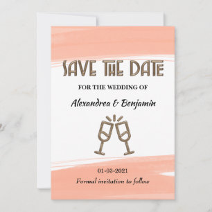 Élégant Enregistrer La Date Aquarelle Rose Carte M