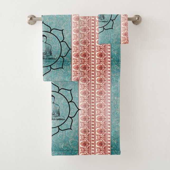 Élégant ensemble de serviettes Bouddha (En situation)