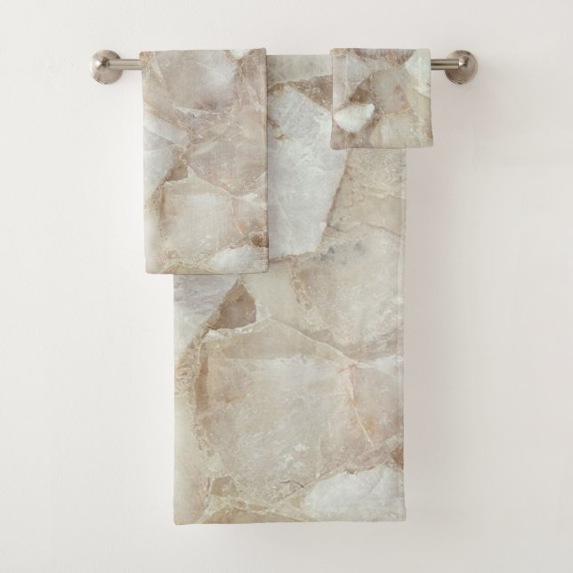 Élégant ensemble de serviettes de bain en quartz b (En situation)