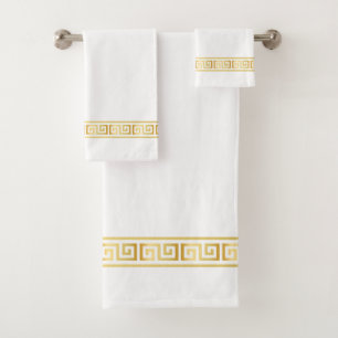 Élégant ensemble de serviettes de bain motif grec