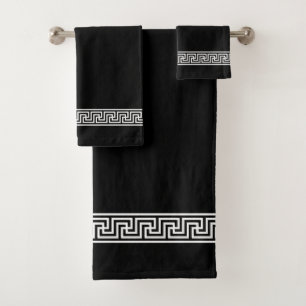 Élégant ensemble de serviettes de bain motif grec