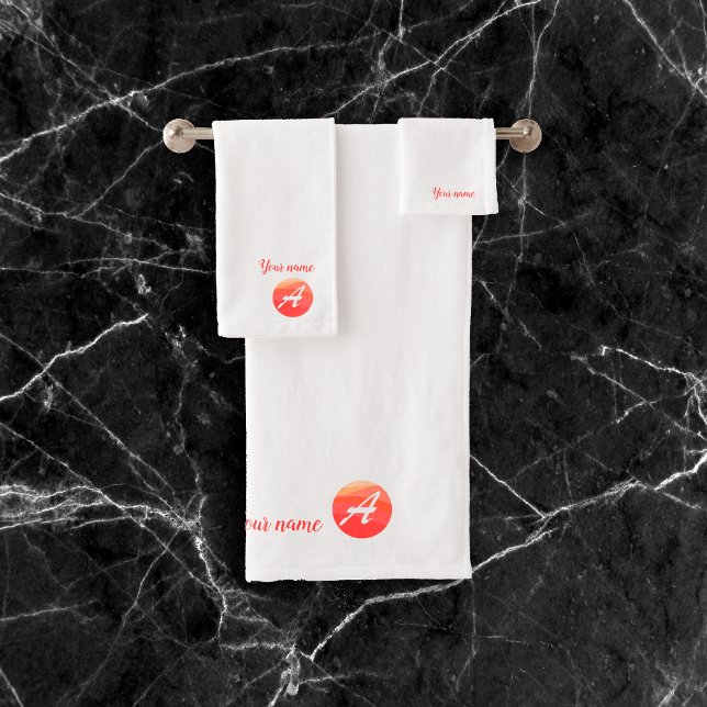 Élégant ensemble de serviettes de bain orange ondu (Créateur téléchargé)