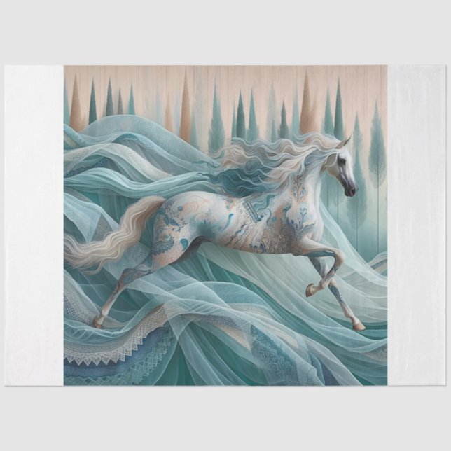 Élégant Équine, Cheval, Découpage, Papier de Soie (Recto)