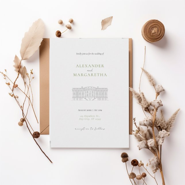 Elegant Estate Illustration Wedding Invitation (Créateur téléchargé)